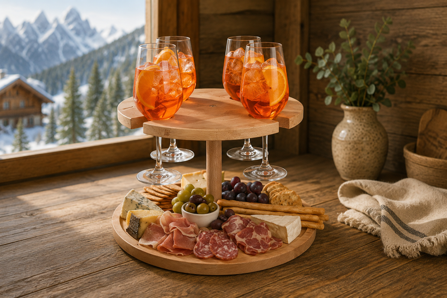Mottiwood Alzatina 4 Bicchieri, Vassoio Aperitivo